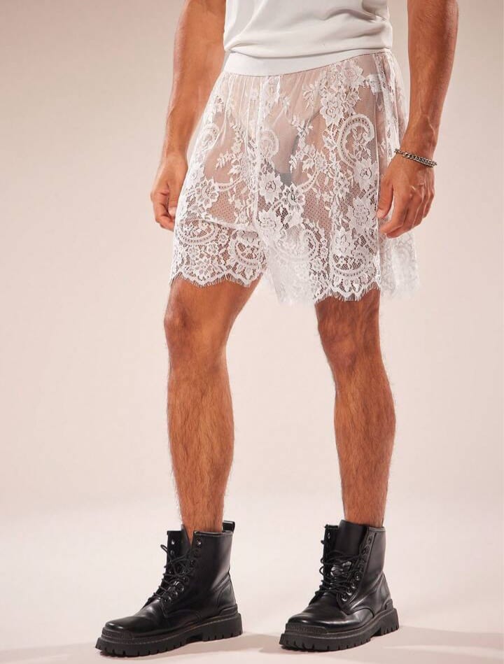 Men's Floral Lace Shorts